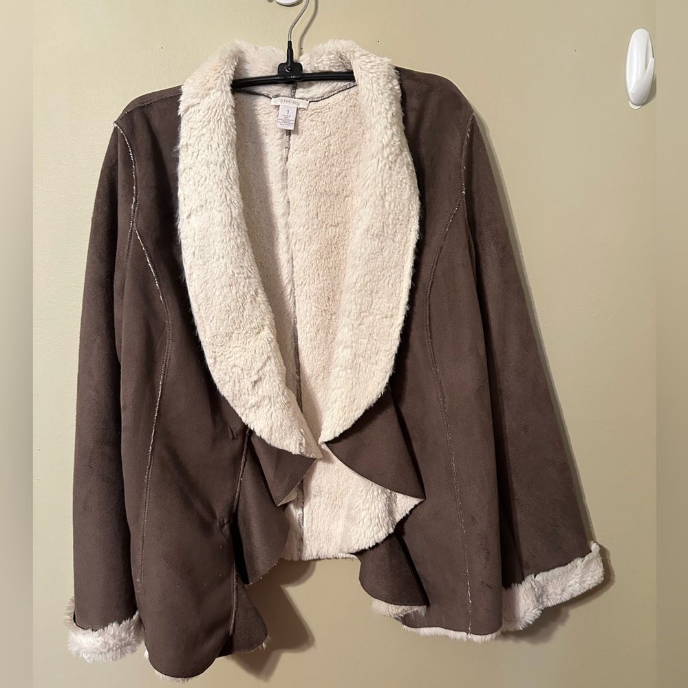 Chico's Brown and Cream Jacket, size 1/medium, like new, lightly worn